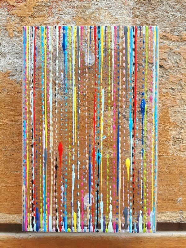 Coloured lines 16 2019, 20x13, Lack auf Plexiglas, SOLD